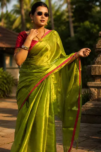  virana green handloom tissue saree