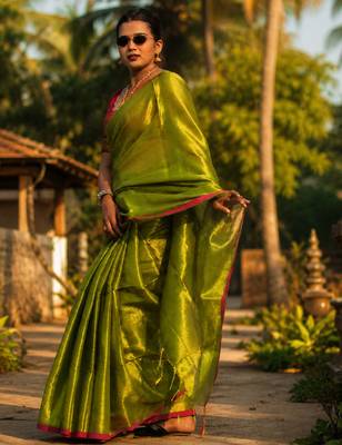  virana green handloom tissue saree 5