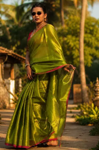  virana green handloom tissue saree