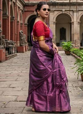  purple dusk purple handloom tissue saree 2