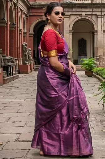  purple dusk purple handloom tissue saree
