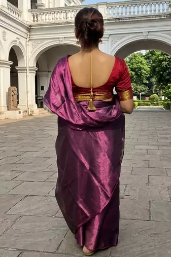  purple dusk purple handloom tissue saree