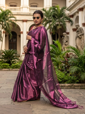  purple dusk purple handloom tissue saree 4