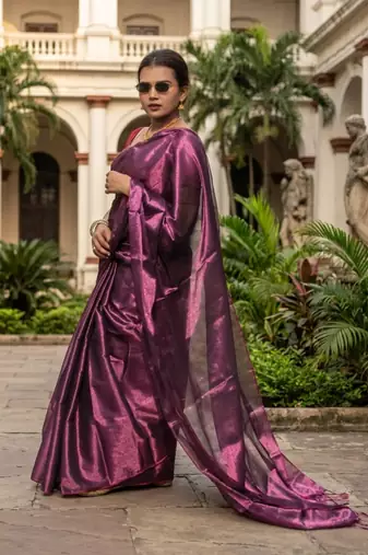 purple dusk purple handloom tissue saree