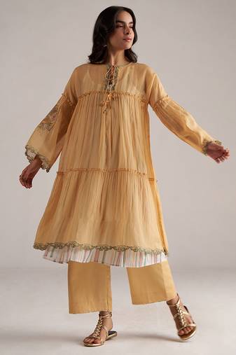Apricot cream kota silk co-ord set