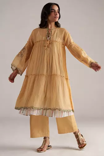 Apricot cream kota silk co-ord set