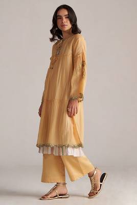 Apricot cream kota silk co-ord set 2