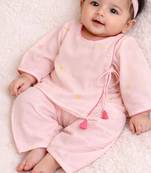 Baby pink embroidered pure soft georgette angrakha set