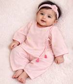 Baby pink embroidered pure soft georgette angrakha set