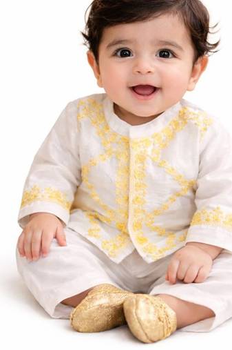 White embroidered pure soft muslin kurta set