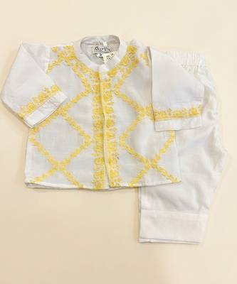 White embroidered pure soft muslin kurta set 2