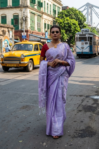  lavender handloom tissue saree