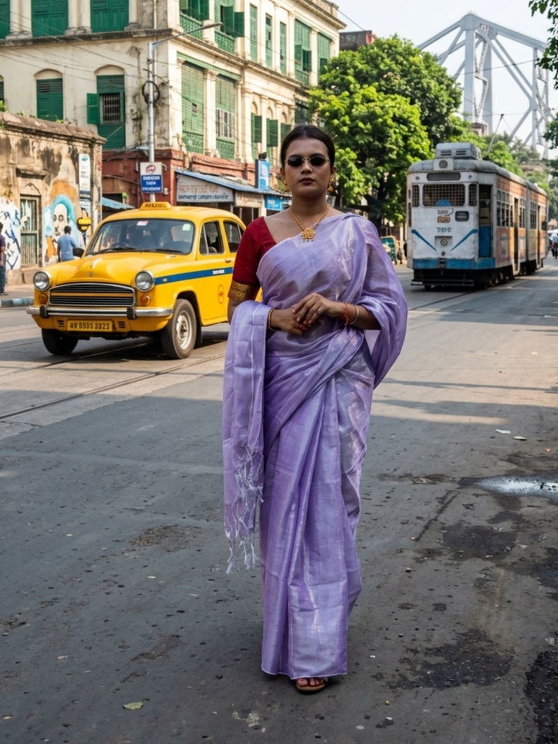  lavender handloom tissue saree