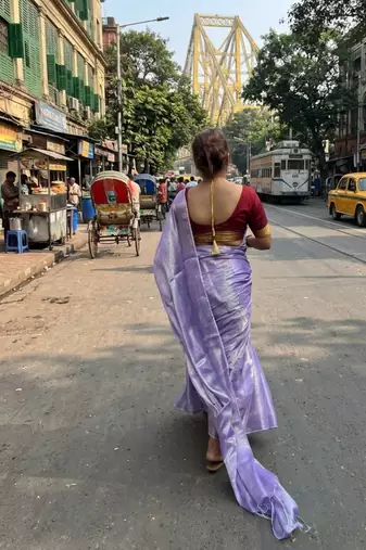  lavender handloom tissue saree