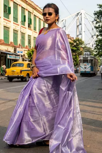  lavender handloom tissue saree