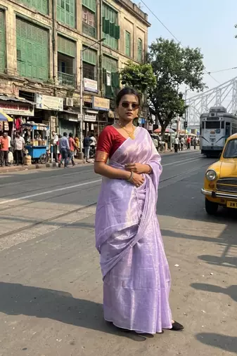  lavender handloom tissue saree
