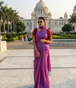  orchid mist purple & blue handloom tissue saree
