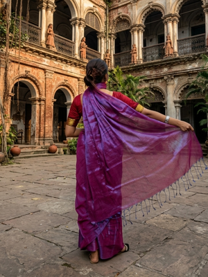  orchid mist purple & blue handloom tissue saree 2