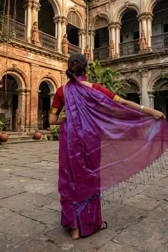  orchid mist purple & blue handloom tissue saree