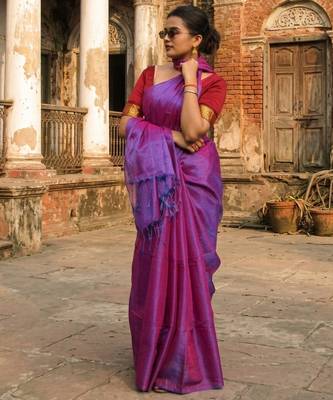  orchid mist purple & blue handloom tissue saree 4