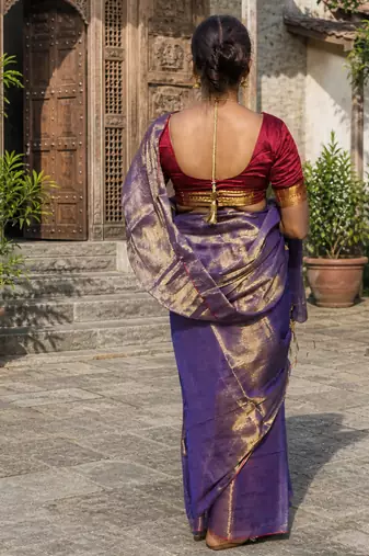  sunehri rush gold & pink handloom tissue saree