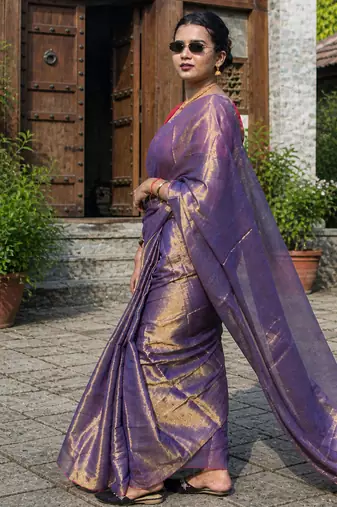  sunehri rush gold & pink handloom tissue saree