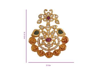 Traditional Gold Plated Temple Chandbali Earrings with Ruby & Green Stones for Women & Girls 2