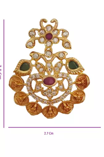 Traditional Gold Plated Temple Chandbali Earrings with Ruby & Green Stones for Women & Girls