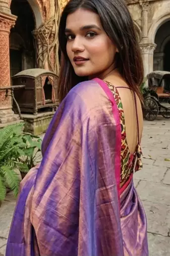 midnight melt copper & blue handloom tissue saree