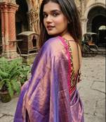  midnight melt copper & blue handloom tissue saree