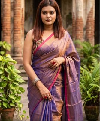  midnight melt copper & blue handloom tissue saree 4