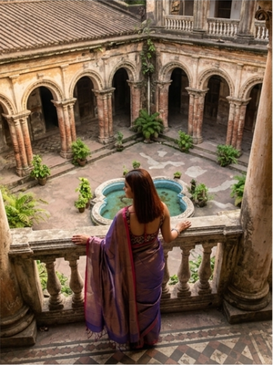  midnight melt copper & blue handloom tissue saree 5