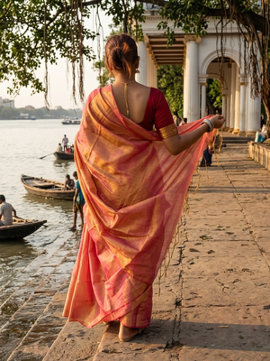  orange glow orange handloom tissue saree 3