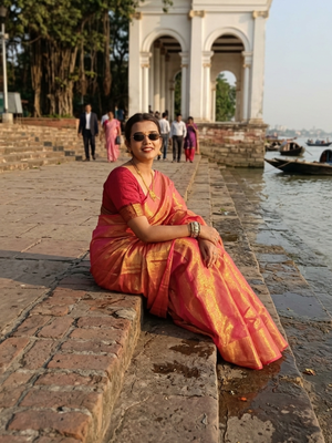  orange glow orange handloom tissue saree 4