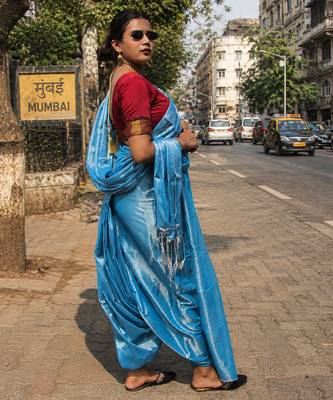  aqua ocean blue handloom tissue saree 3