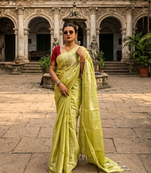 lime yellow handloom tissue saree