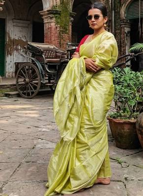 lime yellow handloom tissue saree 4
