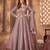 Mauve embroidered net semi-stitched anarkali suit