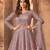 Mauve embroidered net semi-stitched anarkali suit