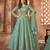 Green embroidered net semi-stitched anarkali suit