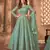 Green embroidered net semi-stitched anarkali suit