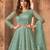 Green embroidered net semi-stitched anarkali suit