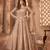 Beige embroidered net semi-stitched anarkali suit