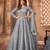 Gray embroidered net semi-stitched anarkali suit