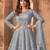 Gray embroidered net semi-stitched anarkali suit