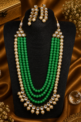 Wedding Wear Pearl Beaded Kundan Necklace Set 2