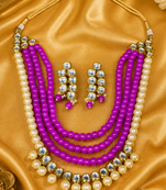 Royal Multi Layer Pearl Beaded Kundan Necklace Set