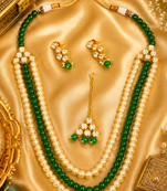 Traditional Multi Layer Pearl Beaded Kundan Necklace Set