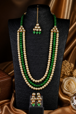 Traditional Multi Layer Pearl Beaded Kundan Necklace Set 2