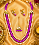 Ethnic Multi Layer Pearl Beaded Kundan Necklace Set for Women